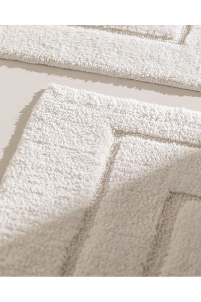 Madame Coco Ecru Lambese 2-Piece Cotton Bath Mat