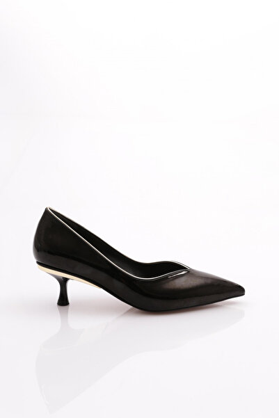 DGN Black Patent Leather Women's Low Heeled Shoes