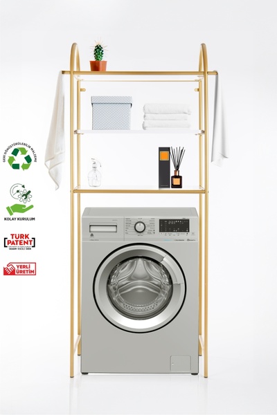 Fec Reklam ATLAS GOLD  Çamaşır Makinesi Üstü Düzenleyici Raf Banyo Dolabı Raf...