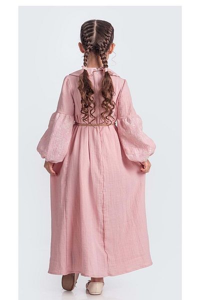 Mnk Baby&Kids Muslin Fabric Girl's Long Sleeve Hijab Dress M00705 Dark Pink