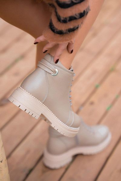 Parponi Drop Zipper Γυναικείες Μπότες από γνήσιο δέρμα Mink