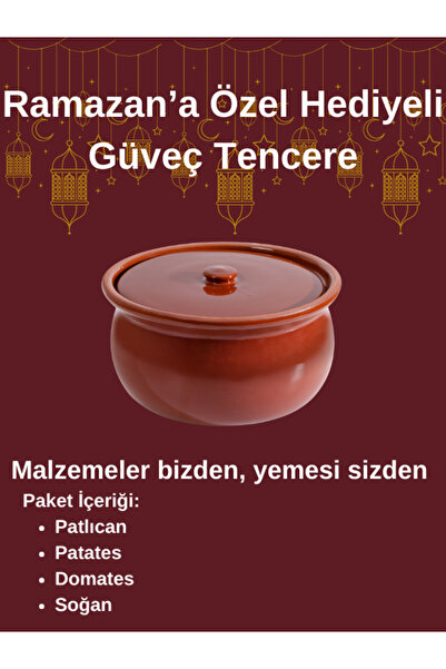 tureks pottery وعاء طهي متوسط ​​الحجم مزجج بالكامل مع هدية