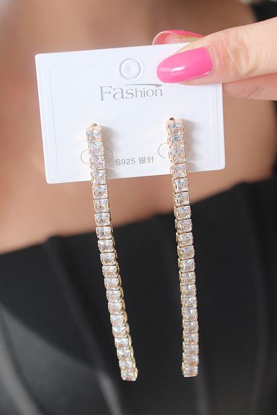 Clariss Gold Color Waterway Zircon Stone Women's Earrings