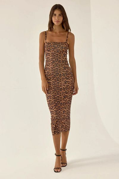 Hiccup Φόρεμα Bodycon Midi με Leopard Print
