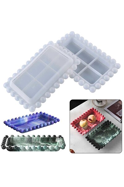 Genel Markalar Epoksi Boncuk Detaylı Tabak  Silikon Kalıbı