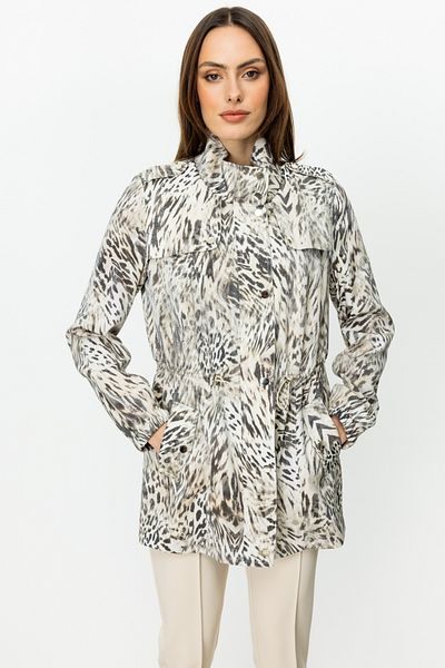 Ekol Patterned Trench Coat with Elastic Waist