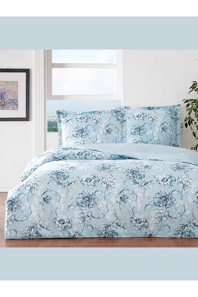 Taç Σετ Παπλωματοθήκη Βαμβακερή Σατέν Minna Turquoise Double