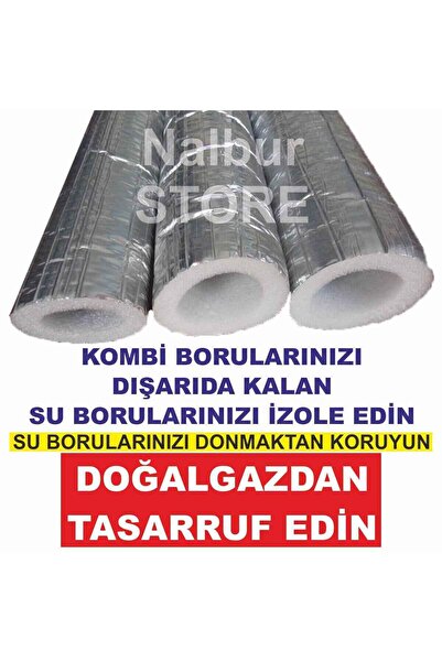 İzocam DOĞALGAZ KOMBİ FOLYO KAPLI TASARRUF BORU KILIFI 4 ADET TOPLAM 8 METRE+İZOLASYON FOLYO BANDI 5 METRE