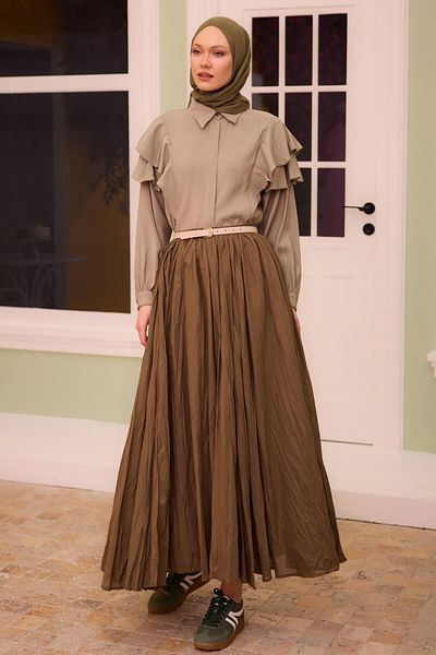 LOCCO Γυναικεία φούστα Khaki Green Kraş