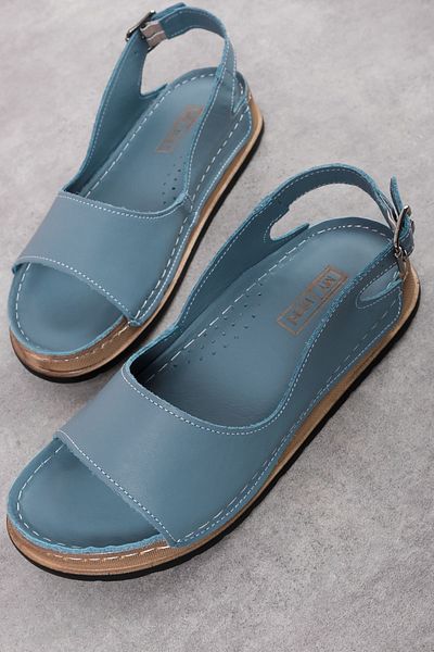 Lal Shoes & Bags Sandale cu slingback din piele naturală pentru femei Blue Adoles
