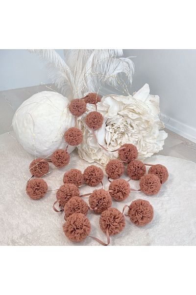 PAMUKA Mini Pompom Tulle - Pinkish Brown