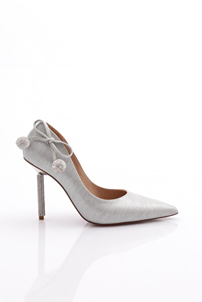 DGN Women's Silver Striped Classic Heeled Shoes 56573557