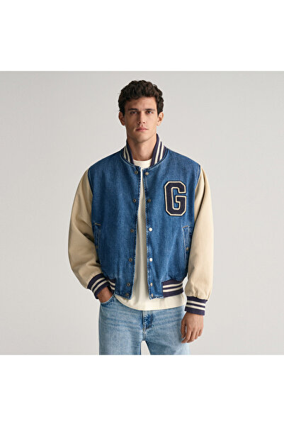 Gant Erkek Lacivert Relaxed Fit Hakim Yaka Logolu Bomber Ceket