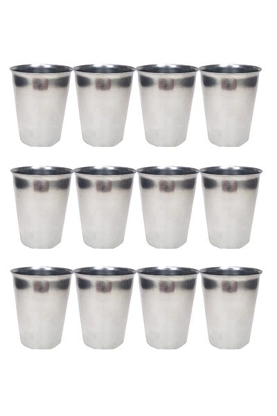 Rasanet 12 Pieces Stainless Steel Chrome Cups 9 x 7.5 x 5.5cm