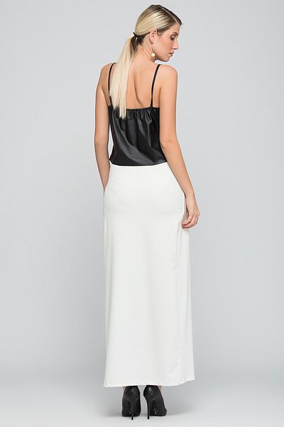 Sense Double Elastic Waist Micro Skirt with Yirtmacli Top and Riding| Etk14740 Ecru