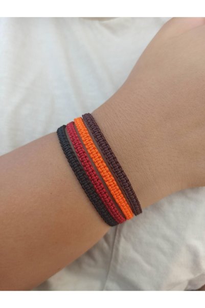 TREND 4'lü set örme makrome ip bileklik sporcu bilekliği
