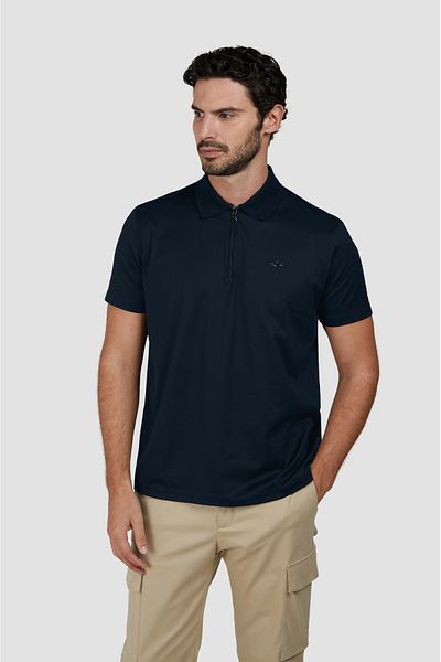 PAUL&SHARK Men's Blue Polo Neck Zip T-Shirt 24411249 A-13D
