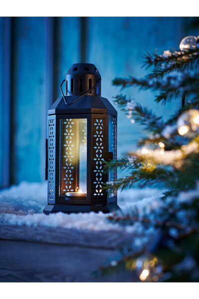 erorex Lantern for tealight, in/outdoor, black, 22 cm