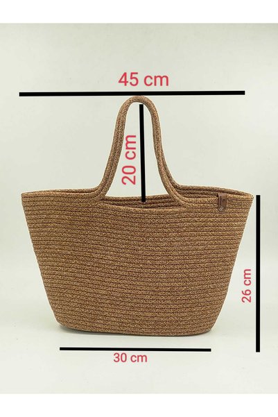 REYGON TEKSTİL Jute Straw Color Women Beach Bag Accessory Daily Casual Handbag Natural Handmade Stylish Bag