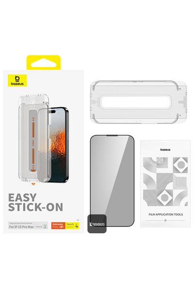 Baseus Sapphire Series Privacy Protection Tempered Glass Screen Protector  for iP 15 Pro Max