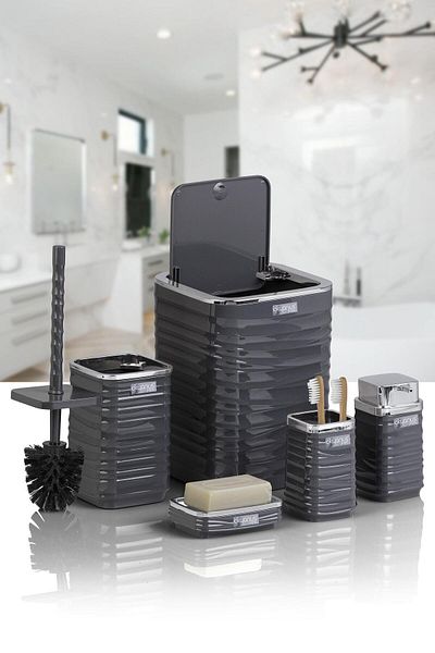 Okyanus Home Σετ μπάνιου Luna Anthracite Chrome Square 5 τεμαχίων