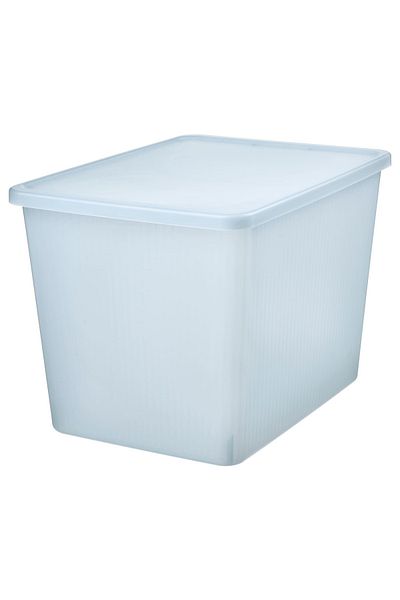 erorex Storage box with lid, transparent grey-blue, 36x50x35 cm/44.5 l