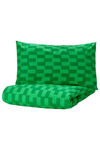 erorex غطاء لحاف وغطاء وسادة، أخضر/منقوش، 150×200/50×80 سم