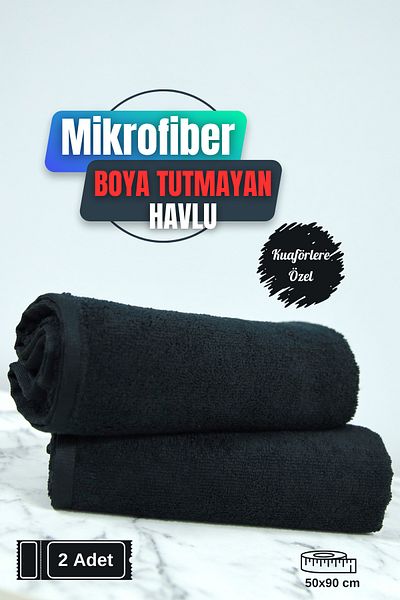 denizlicotton Special Dye-Repellent Microfiber Hair Towel for Hairdressers 50X90 cm Set of 2