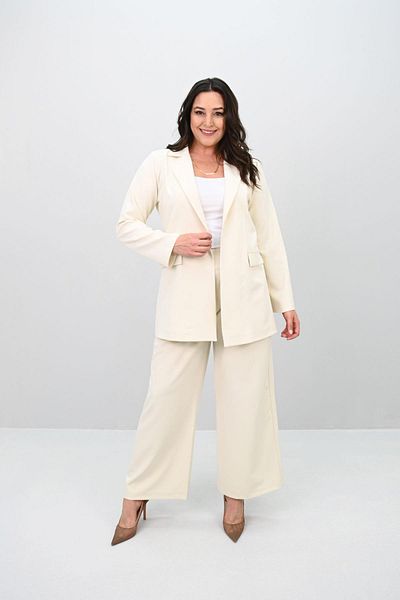 Koza Butik Women's Plus Size Wide Leg Jacket Pants Suit 9008-25