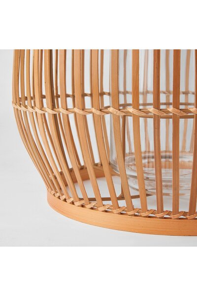 erorex Lantern for block candle, handmade bamboo, 29 cm