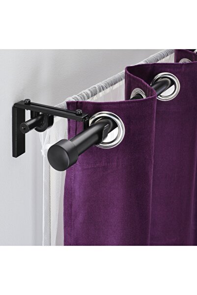 erorex Double curtain rod combination, black, 120-210 cm