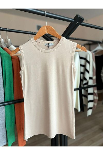 Irmak Kerekli Μηδενικό μανίκι Crew Neck Badi Viscose Lycra Body 109