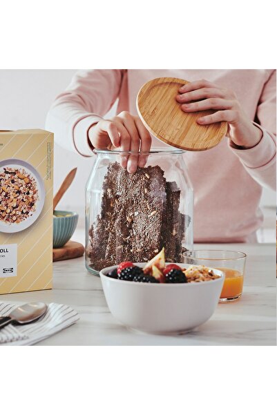 erorex Jar with lid, glass/bamboo, 3.3 l