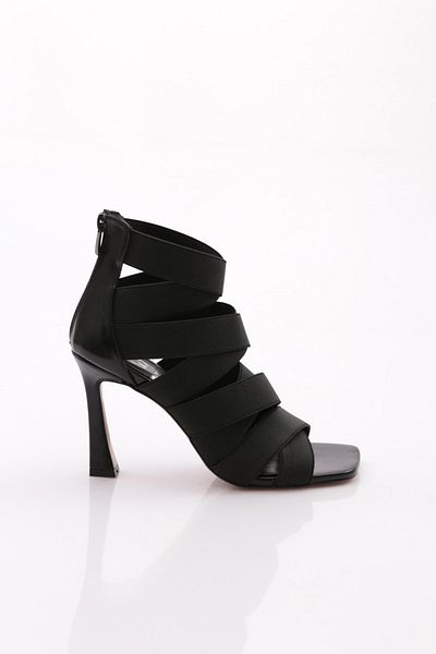 DGN Women's Back Zipper Heeled Evening Shoes Black 71012535