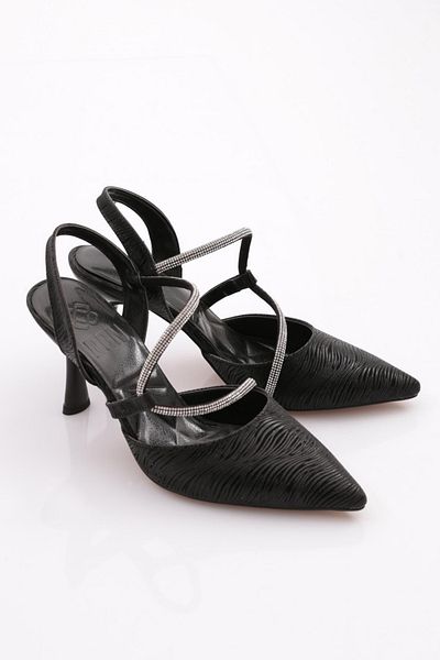 DGN Pantofi de seara cu brodare cu piatra de dama cu dungi negre 52623378