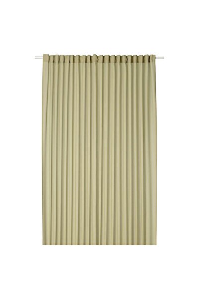Generic Sheer curtain, 1 piece, with heading tape/light olive-green, 300x300 cm