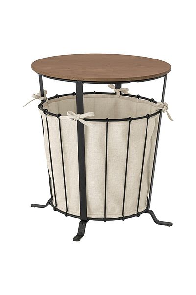 erorex Storage table, black/pine light brown stained, 43 cm