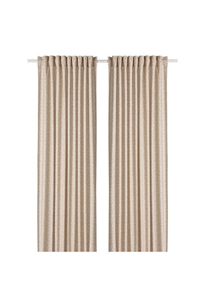 Generic Curtains, 1 pair, with heading tape/beige white, 145x300 cm
