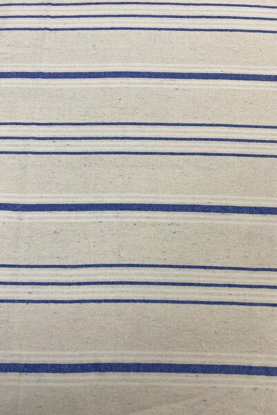 Yiğit Kumaş Μπλε κρεμ ριγέ ύφασμα με εφέ λινό