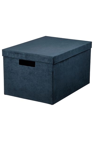 erorex Storage box with lid, velvet dark blue, 25x35x20 cm