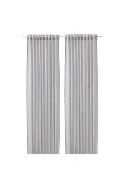erorex Curtains, 1 pair, with heading tape/white/grey, 145x300 cm