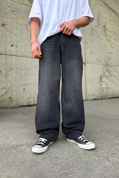 Flaw Wear جينز فضفاض مخطط أنثراسايت