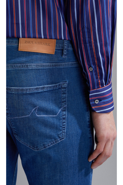 PAUL&SHARK Men's Woven Fabric Regular Waist Straight Model Light Blue Jeans C0P4020-001