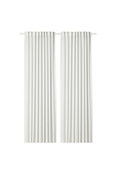 erorex Curtains, 1 pair, with heading tape/white, 145x300 cm