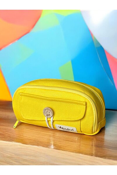 BABUN Efes Büyük Geniş Düz Kanvas Bez Kumaş Kalem Kutusu Retro Vintage Düğmel...