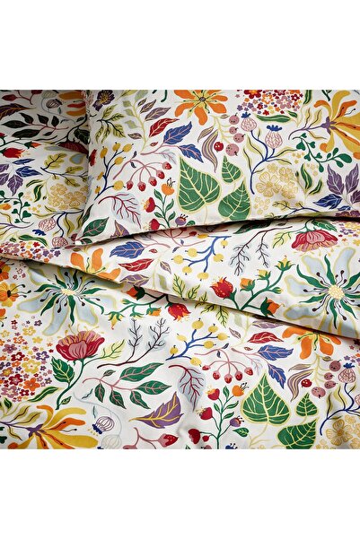 erorex Duvet cover and pillowcase, multicolour/floral pattern, 150x200/50x80 cm