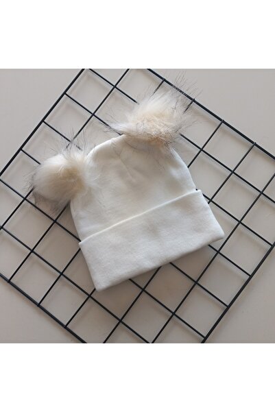 MARS BABY Genç Yetişkin Krem Çift Ponponlu Triko Bere