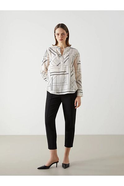 LC Waikiki Lc Wai̇ki̇ki̇ White Collar Patterned Women's Blouse
