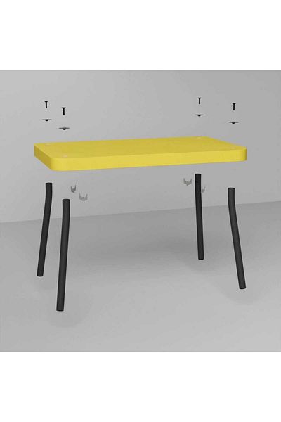 erorex Nest of tables, set of 2, yellow/birch effect