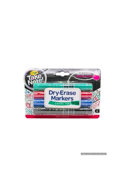 Crayola Take Note Chisel Tip Dry Erase Markers, Broad Line, Multicolor, 4 Cou...